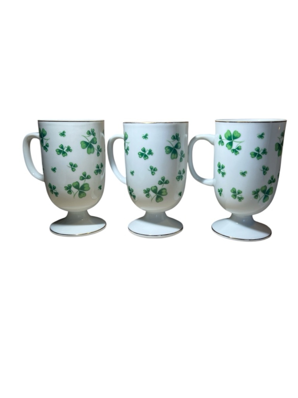 Vintage Lefton China Irish Coffee Cup Mugs Pedestal Set of 3  St. Patrick’s Day - Picture 12 of 15